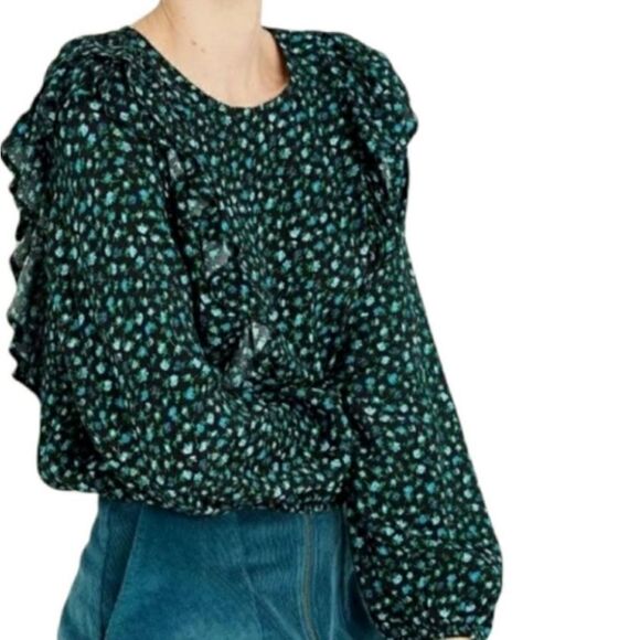 Wild Fable Women's Floral Ruffled Crop Top Blouse - Picture 3 of 16